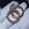 Cluster Rings Handmade Engagement Wedding Band Set For Women Men Zircon Cz Rose Gold Filled Ring Bridal Jewelry Gift