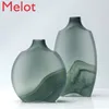 Vases High-End Modern Chinese Style Gray Ink Flower Arrangement Glass Vase Creative Personality Handmade Decoration Ornaments