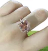 Elsieunee 18K Rose Gold Color Morganite Diamond Anneaux pour femmes Solide 925 Rague de mariage en argent sterling Fashion Fait Bijoux Gift 24139203