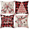 Kissen Weihnachtsabdeckungen 45x45 cm Set von 4 Winterurlaubsdekorationen Weihnachten Rustikale Wurfkoffer für Sofa Couch Wohnkultur