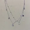 Chains Star Star Double-couche Collier Pendant Choker Bijouts élégants Y2K Nec de cou en acier inoxydable pour les filles