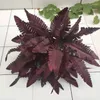 Fleurs décoratives Black Persian Persian Artificial Flower Ferns Burgundry Leaf Wedding Floral Arrangement Mariage décor Home Mur Diy 10pcs