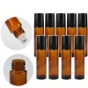 Bouteilles 12pcs 10 ml de verre ambre rouleau sur bouteille avec balle en acier inoxydable pour huiles essentielles