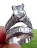 Роскошный размер 5678910 Ювелирные изделия 10 кт белого золота, заполненная топазом принцесса, симулированный бриллиантовый обручальный кольцо, подарок с 1057460