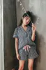 Домашняя одежда повседневная 2 штука женские топы и шорты Pijamas Mujer Plead Sleepwear хлопковая плетена