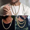 Custom Non Tarnish Hip Hop Jewelry Gold Plated Filled Stainless Steel Moissanite Iced Out Clasp Cuban Link Chain for Men