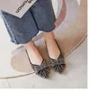 Casual Shoes Asileto Korea Women Flats Pointed Toe Slip on Bowknot Rhinestone Satin Stor storlek 41 42 43 Fashion Daily Female Summer