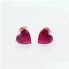 Stud 585 Purple Gold 14K Rose Heart Ruby Earrings For Women Romantic Light Luxury Ear Studs Engagement Jewelry Drop Delivery Dhoz7