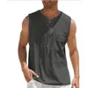 Mens linnen tanktops zomer mouwloze t -shirt vaste kleur los katoenen shirt casual eurocode vest 240412