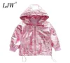 Jaqueta com capuz para meninas para crianças para roupas infantis 2020 marca alfabeto prateado rosa meninas de roupas exteriores