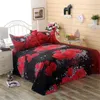 Bedding Sets 3 Unids/set Romntico 3D Rosa Patrn De Impresin La Hoja Cama Funda Almohada Ropa Conjunto