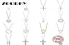 Dorapang 100 925 Sterling Silver Necklace Heart shaped Sun Cross Crown Crown Teardrop Pendant Chain Rose Gold Original Women Jewelry8939589