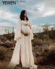 Zwangerschapsjurken 2 stukken conton linnen zwangerschapsjurk voor foto -schietfotografie jurk babydouche set yewen yd211008 Q240413