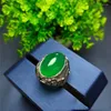 Ringos de cluster 2024 Luxo original chinês Imperial Green AGate S925 Jóias jade calcedony masculina Ring vintage simples ajustável