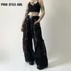 Women's Jeans Cyber Punk Unisex Women Gothic Baggy Trousers Overalls Y2K Harajuku BF Cargo Couple Casual Loose High Waist Pants