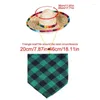 Odzież psa Bandanas Plaid Bandana Straw Hat Triangle BIB Set STROL Ręcznik dla psów Koty Małe średnie zwierzęta