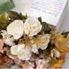 Fleurs décoratives rose Silk Peony Artificial Rose Wedding Home Decor Decor Decor High Quality Big Bouquet Moard Accessoires Craft Blanc Fausse Fleur