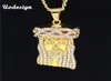 Kolye Kolyeleri Uodesign Hip Hop Buzlu Kristal İsa Mesih Parçası Baş Yüz kolyeleri erkekler için altın zinciri Jewelry6409891