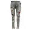 Jeans masculin Mens New Denim Straight Pocket Stitching Plaid pantalon mort Pantal