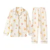 Frauen Nachtwäsche Winter Dicke warme Frauen Pyjamas Set Luftclip -Baumwollanzug Langarm weibliche Blumenhauswear