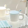 Kubki ceramiczne mleko kubek prosty kubek kubek para filiżanek herbaty na oprogramowanie koreańskie tłuste design z pokrywką