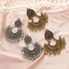 Stud Earrings Y1UB Retro Metal Tassel Drop Jhumka Ethnic Bollywood Dangle