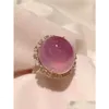 Solitaire anel de semente de gelo natural jade calcedony violet cor grande jóias conjuntos românticos e criativos no engajamento doce 14k Gol amarelo dhele