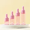 Lagerflaschen 30/50pcs 5 ml -20 ml nachfüllbare Glasflasche Mini -Tropfen mit Pipette rosa Kappe leeres ätherisches Öl für