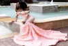 Wunderschöne rosa Meerjungfrau Prom Kleider Spitze von Schulter langärmeler Abendkleider Ruched Blume Long Zug Südafrikanische Formale Part5902502