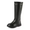 Boots 2024 hiver bébé fille mode pu cuir élevé Enfants High Enfants chauds Rivet Out-the-Knee Ki Doupon Douppe à tout-petit