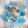 Decorative Flowers Valentine's Day Handmade Knitted Roses Sunflowers Wool Hand Bouquet Artificial Finished Item Gift For Girlfriend