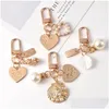 Keychains lanyards schattige Pearl Shell Keychain Ins metalen sieraden sleutelhang accessoires Creative Small Gift Bag Pendant Drop Delivery Fa Dhbre