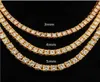 Hiphop 18k Gold Iced Out Diamond Chain Collece Cz Теннисное ожерелье для мужчин и женщин 42767627128689