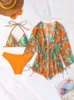 Nouveau reportage de crème solaire à trois pièces Bikini Beach Suncreen pour femmes