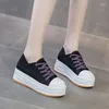 Sapatos casuais Fujin 8cm Canvas de couro genuíno feminino plataforma cunha tênis de salto de salto escondido Summer feminino zapatillas de mujer