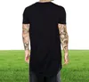 New Clothing Mens Black long t shirt Zipper Hip Hop longline extra long length tops tee tshirts for men tall tshirt5838858