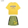 Vêtements ensembles de vêtements Ensembles pour enfants Vêtements d'été à manches courtes Topsandshorts pour enfants Streetwear garçons costumes adolescents Hip Hop Costume C240413