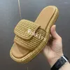 Hausschuhe Sommer Gras gestrickt Frauen Plattform Offener Zehen Dicke alleinige Sandalen Komfort Freizeitschuhe Outdoor Urlaub Strand 2024