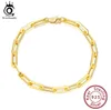 ORSA JEWELS 14K Gold Plated 925 Sterling Silver Paperclip Link Chain Bracelets for Women Men Bracelet Jewelry SB109 2202228722754