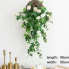 Decoratieve bloemen Shilixiang nep simulatie boeket groen planten muur hanger woonkamer hangende orchidee rattan wijnstokken potten