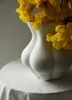 Vaser fyllda scallions ser bra ut kiki. Matt keramisk vas med midja och skinkor