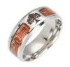 Designer sieraden Men Rings luxe vrouwen ringen titanium roestvrij staal met hout instellen Life Tree NE10635289760