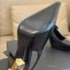 2024 Novo estilo espelho de calcanhar alto sapato de couro genuíno sapatos de vestido feminino sandálias slingback designer de luxo de moda de moda de moda de moda estiletto de verão