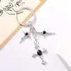 Keychains Y2k Trendy Cross Cool Pretty Black Rhinestone Key Rings For Women Girls Friendship Birthday Gift Handmade DIY Jewelry