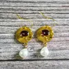 Boucles d'oreilles en peluche vintage Gold Couleur simulée Perle Purple Stone Disc Disc pour femmes Cadeaux de bijoux de mariage de mariée élégante