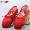 Dance Shoes Leather Toe Canvas Ballet For Women Kids Soft Slippers Yoga Fitness Gym Twist Dancing 22-44