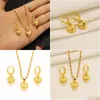 Earrings Necklace 14K Yellow Solid Fine Gold Dubai India Heart African Set Pendant Ethiopia Bridl Jewelry Sets Drop Delivery Ottgd