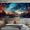 Tapisseries Night Scene Starry Sky Tapestry Home Decoration Chadow Dormitory Room Aesthetics Wall suspendu art