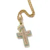 Top Quality Hip Hop Luminous Crown Cross Pendant Necklace For Men Women Fashion Unisex Sweater Chain Bling Bling Full Cubic Zirconia Crystal Hip Hop Jewelry Collar
