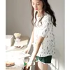 Home Clothing Cotton Loose Pajama Mujer Set Short Sleeve Women Lingerie Pants Turn-down Collar Sleepwear Night Suit